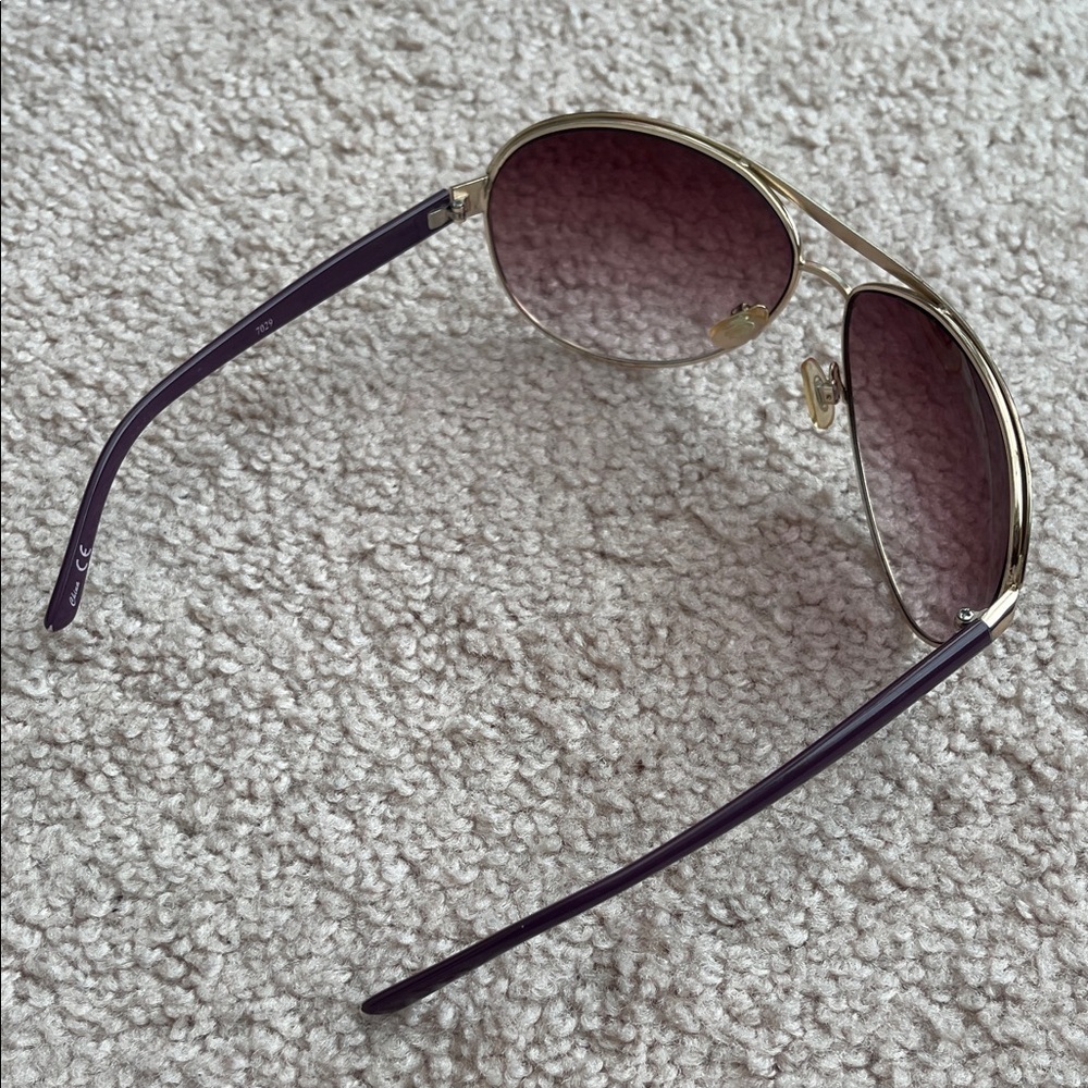 Chic Purple Sunglasses with Gold Trim - Picture 4 of 5